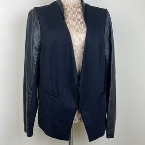 Torrid open front knit and faux leather jacket